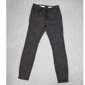 Anthropologie Pilcro Womens Size 27 High Rise Skinny Jeans Button Fly Embossed